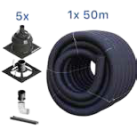 Kit UV-bestendige flexibel rol 50 meter 5 x schouwkit (grote kap incl. montagekruis)